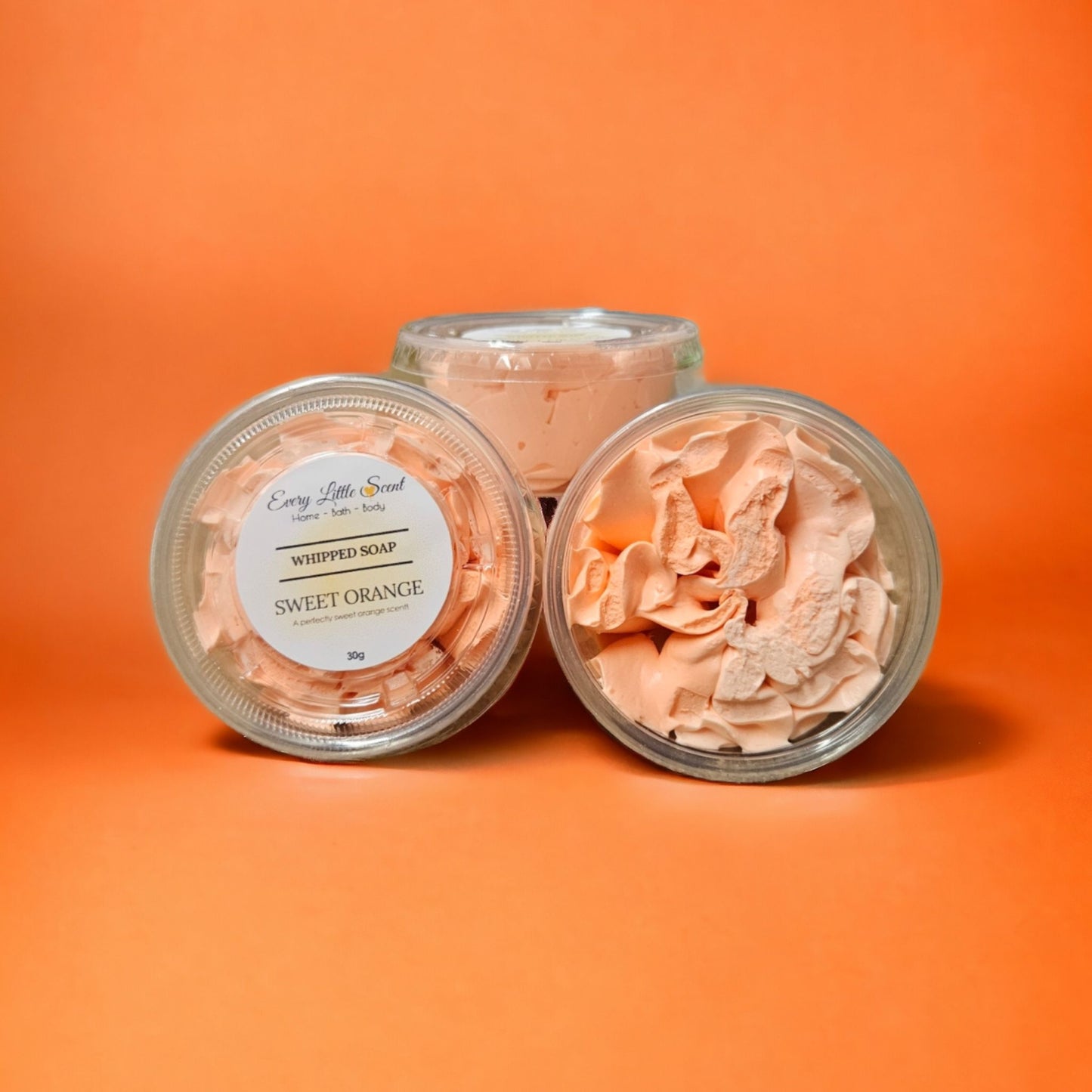 30g travel size pot of luxurious Sweet Orange whipped soap