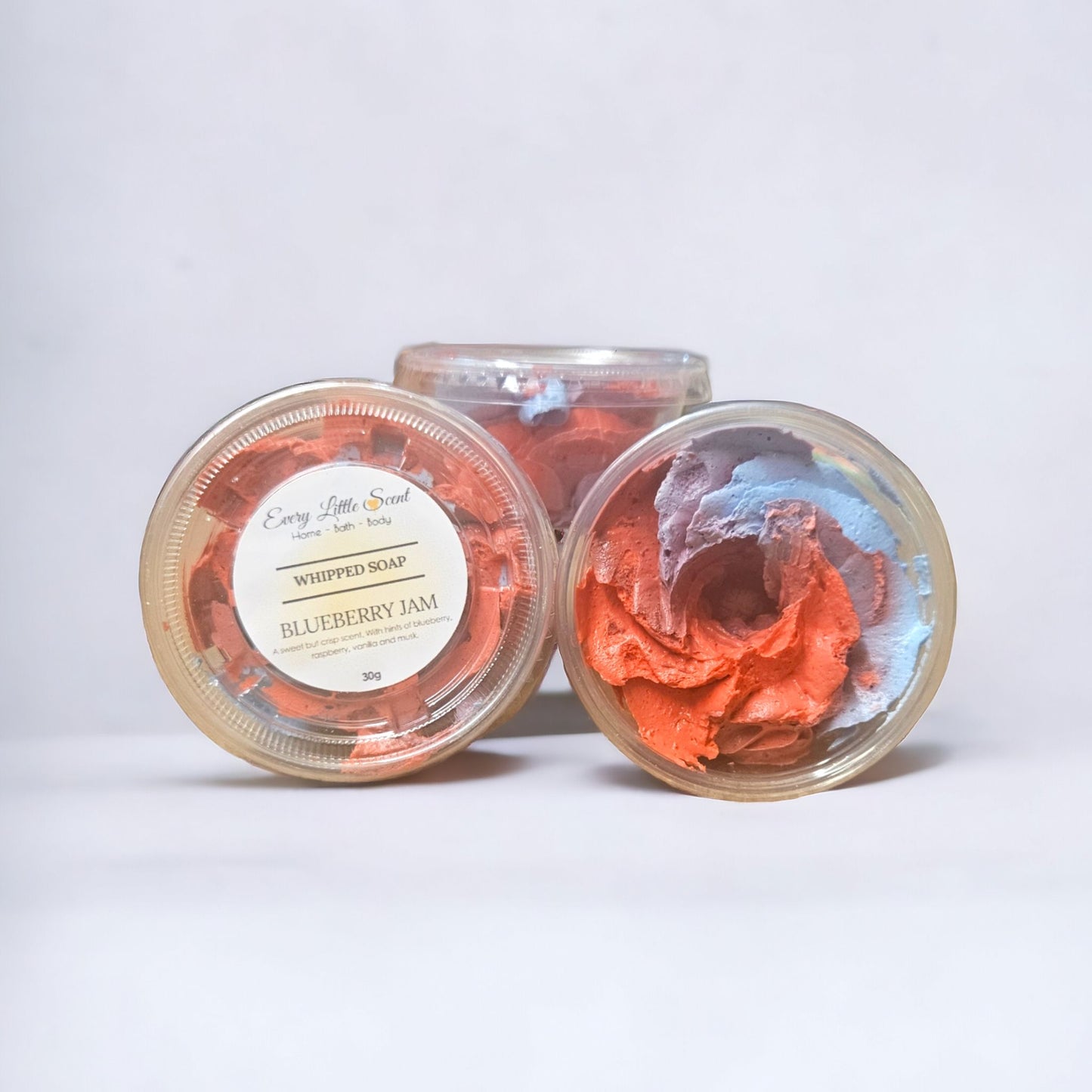 Blueberry Jam Whipped Soap, 30g Tub, in the colours Blue and Red