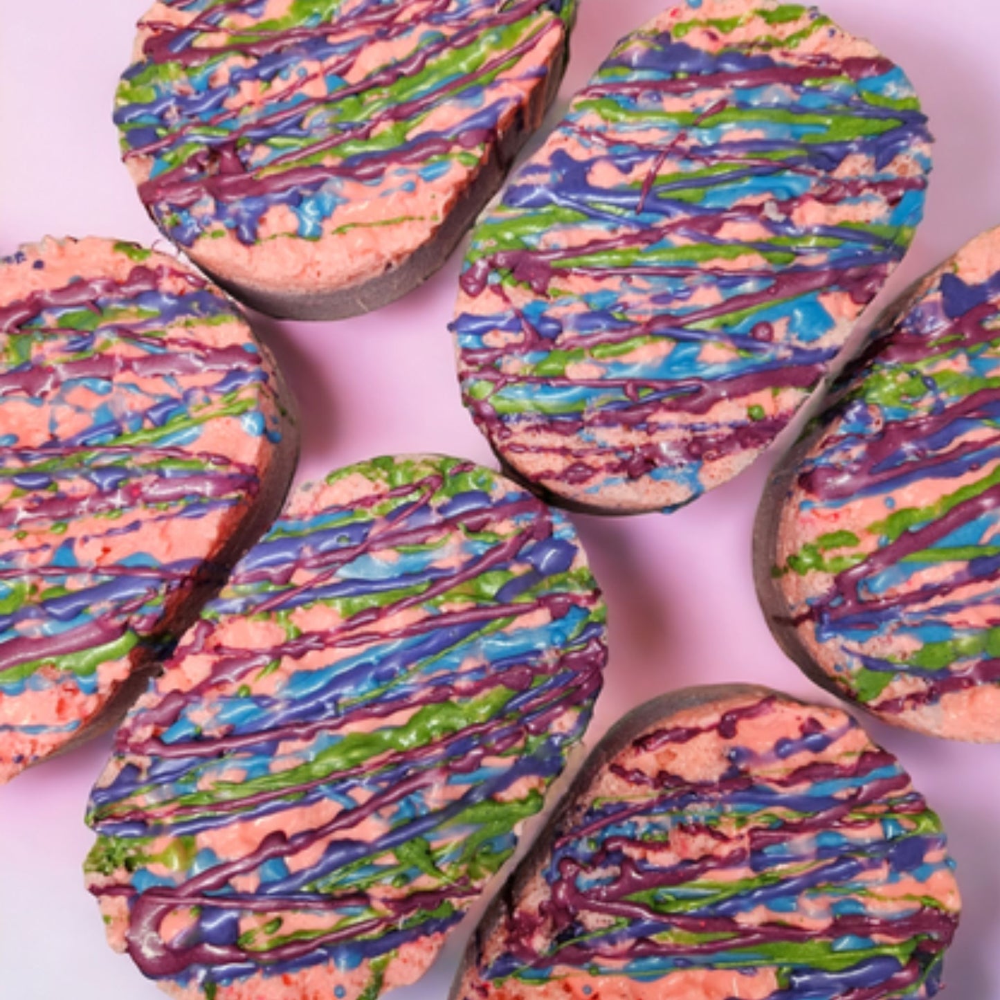 Fruit Loops soap filled sponge in a pinky colour with different colour design. Lush and Foamy perfect for any gender and any age from 3+