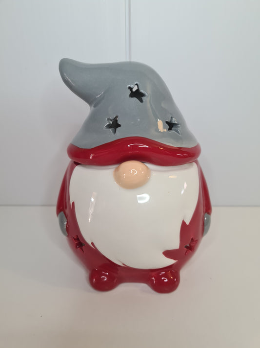 This cute little gonk, gnome is red with a white beard and grey hat. Wax or Oil burner