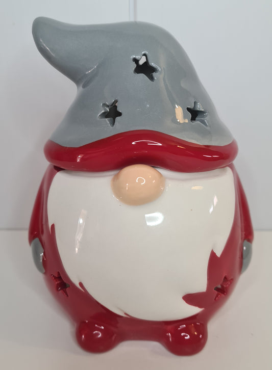This cute little gonk, gnome is red with a white beard and grey hat. Wax or Oil burner