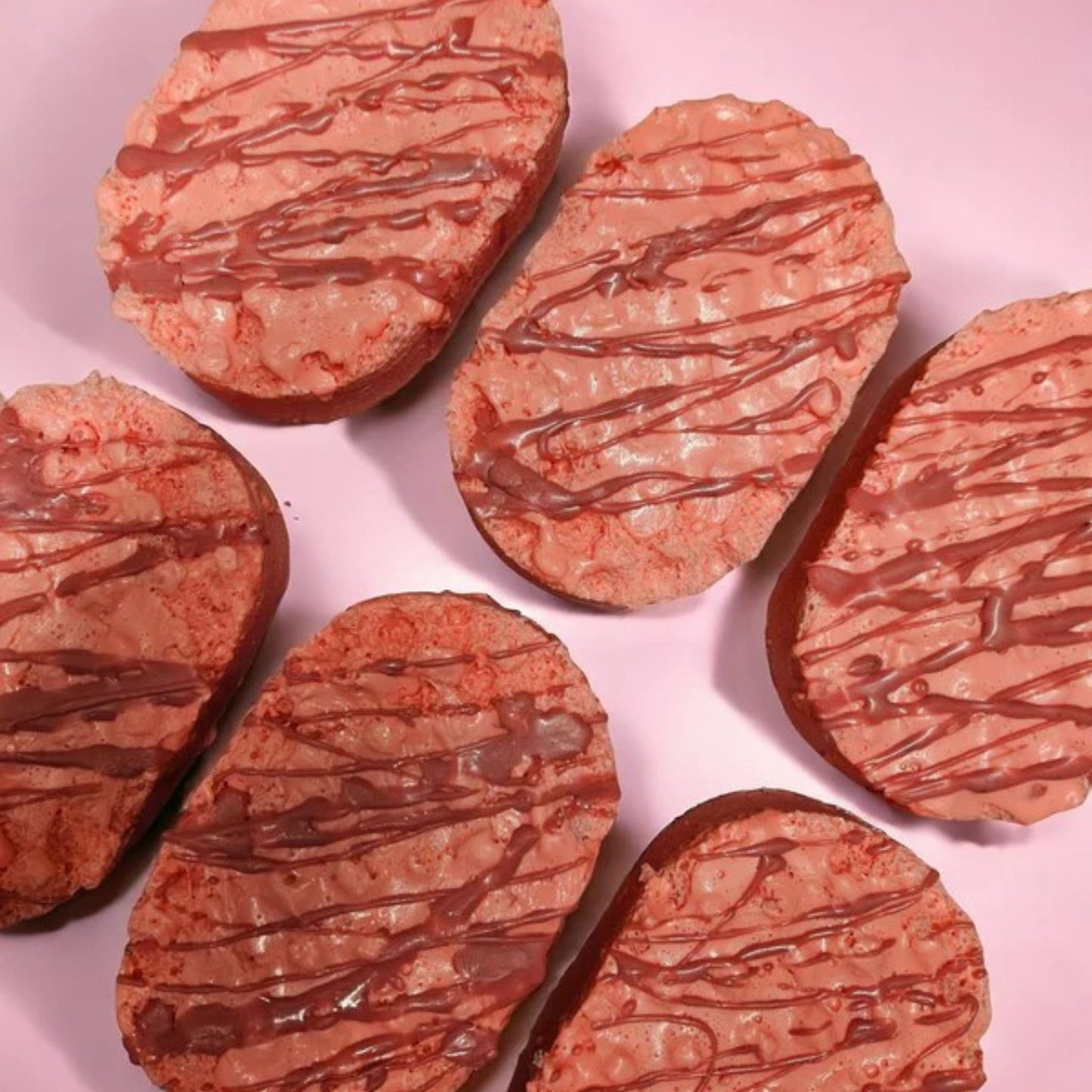 Pinky red soap infused with the heady scent of Very Cherry this is Every Little Scent's Soap loaded sponge finishing with a drizzle of deep red drizzle