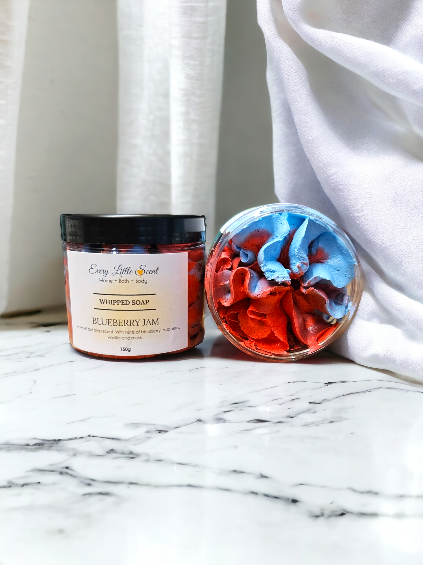 Indulge In this luxurious fragranced blueberry whipped soap. 150g of pure indulgence 