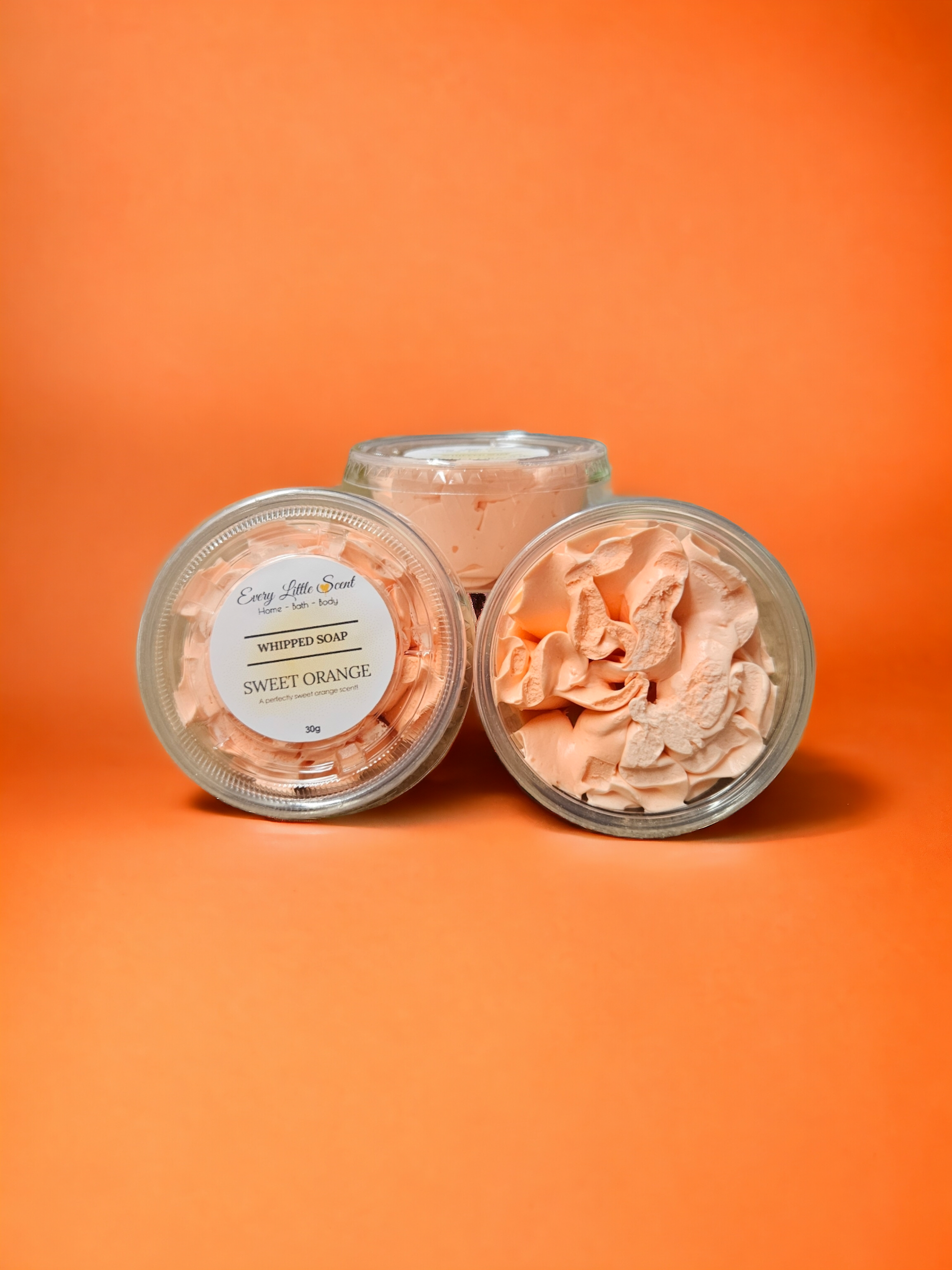 30g of our refreshing sweet orange whipped soap