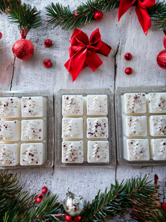 wax melt in cream with copper and red coloured glitter