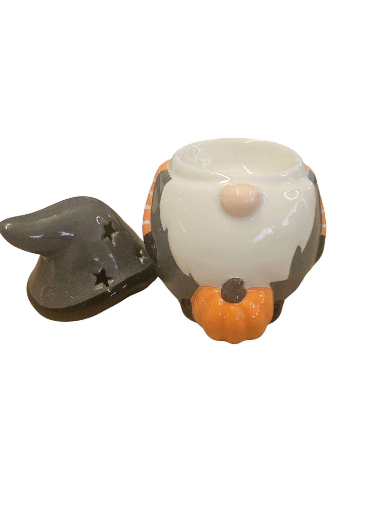 Showing the halloween gonk hat removed where scented product goes