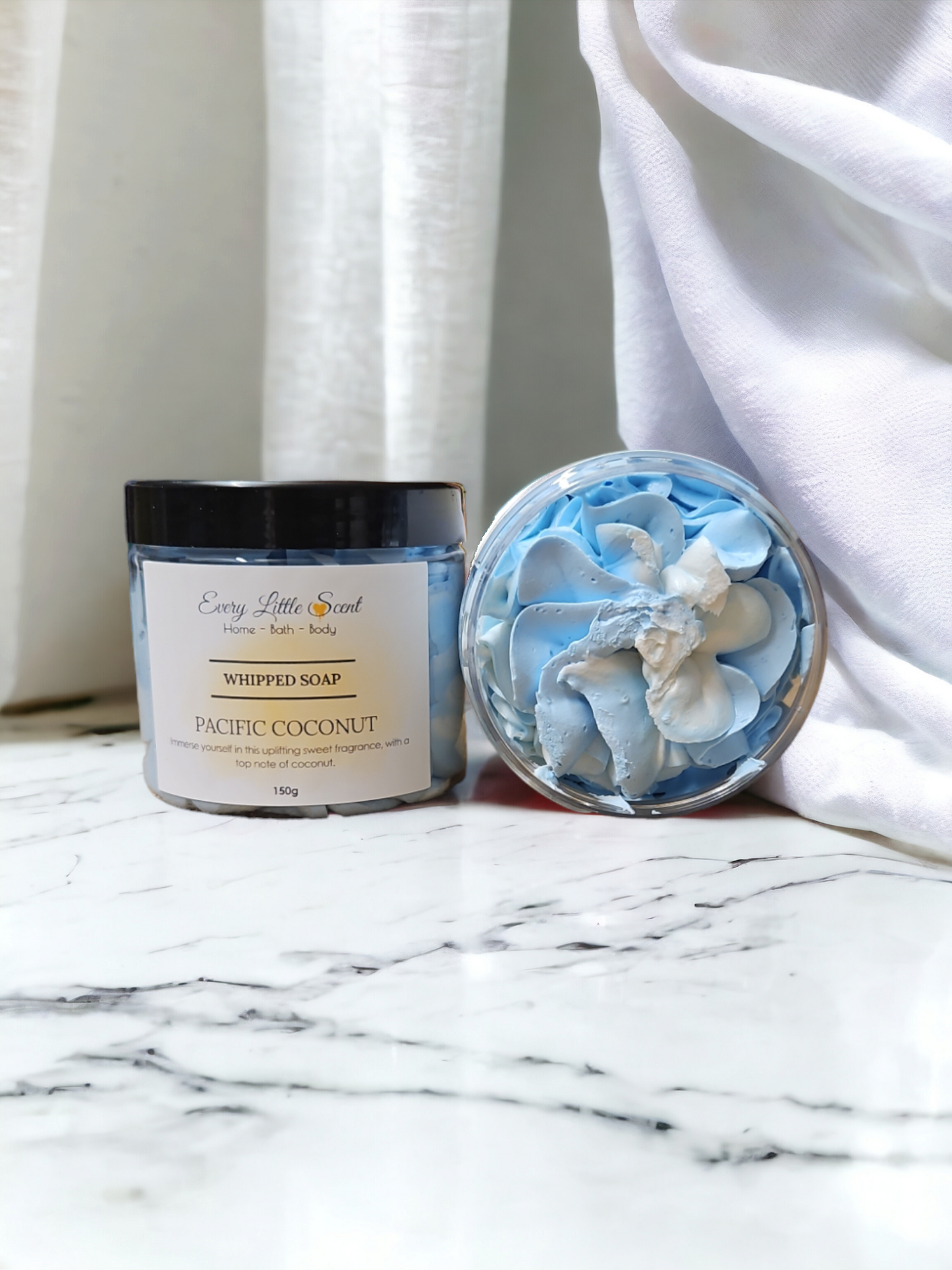 Pacific Coconut whipped soap is a refreshingly clean scent with an indulgent coconut vibe