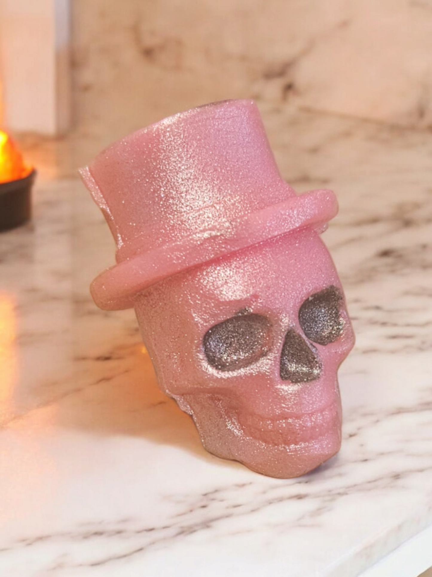 Pink skull with hat wax melt shape