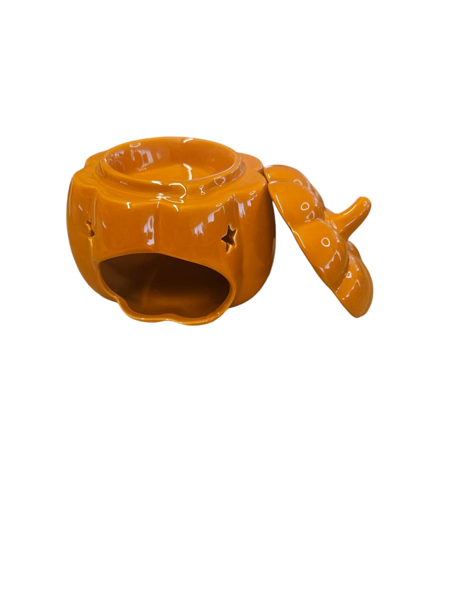 Pumpkin oil burner /wax melter with lid removed