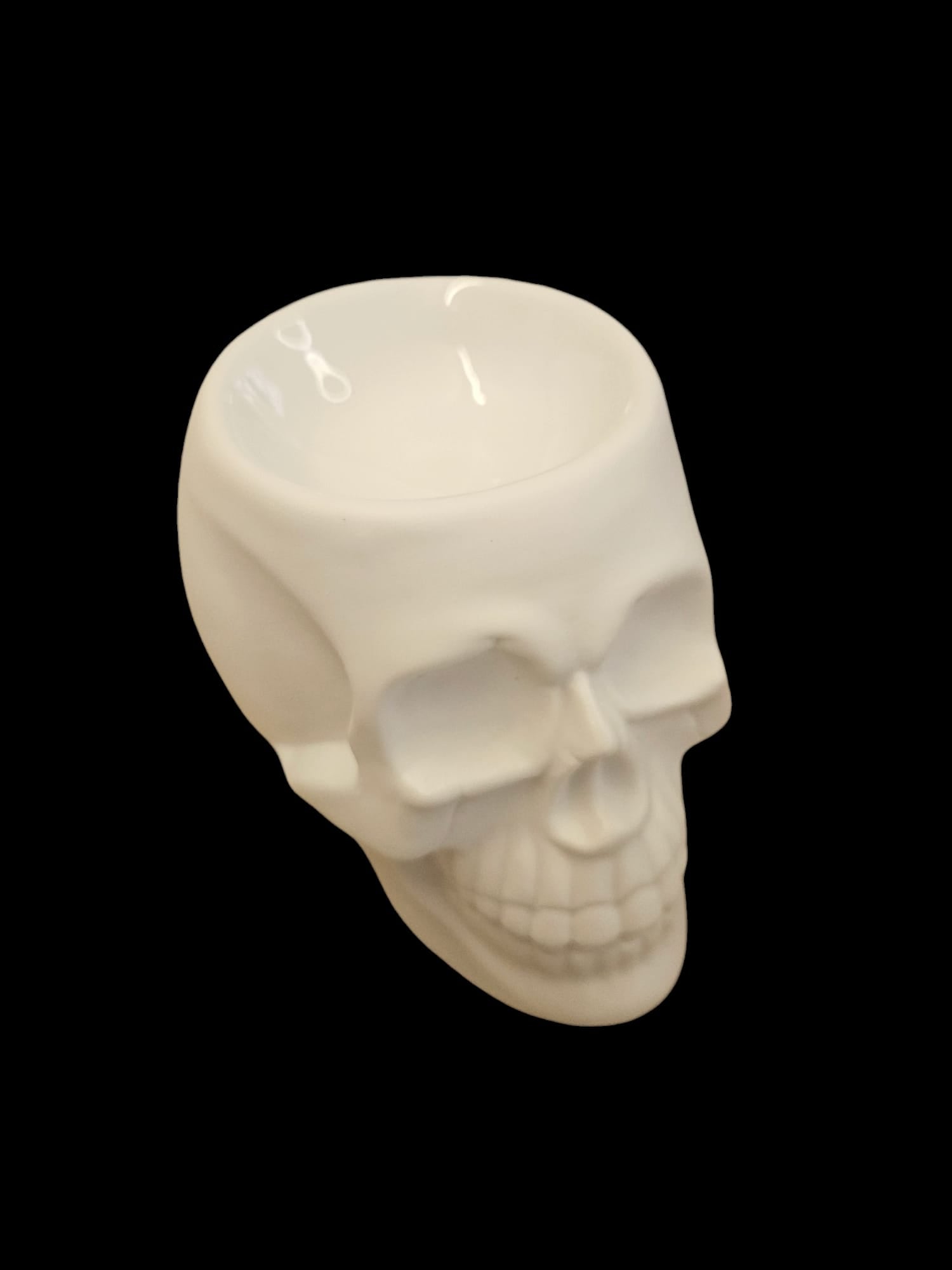 White skull view 2 oil burner /warmer /wax melter 