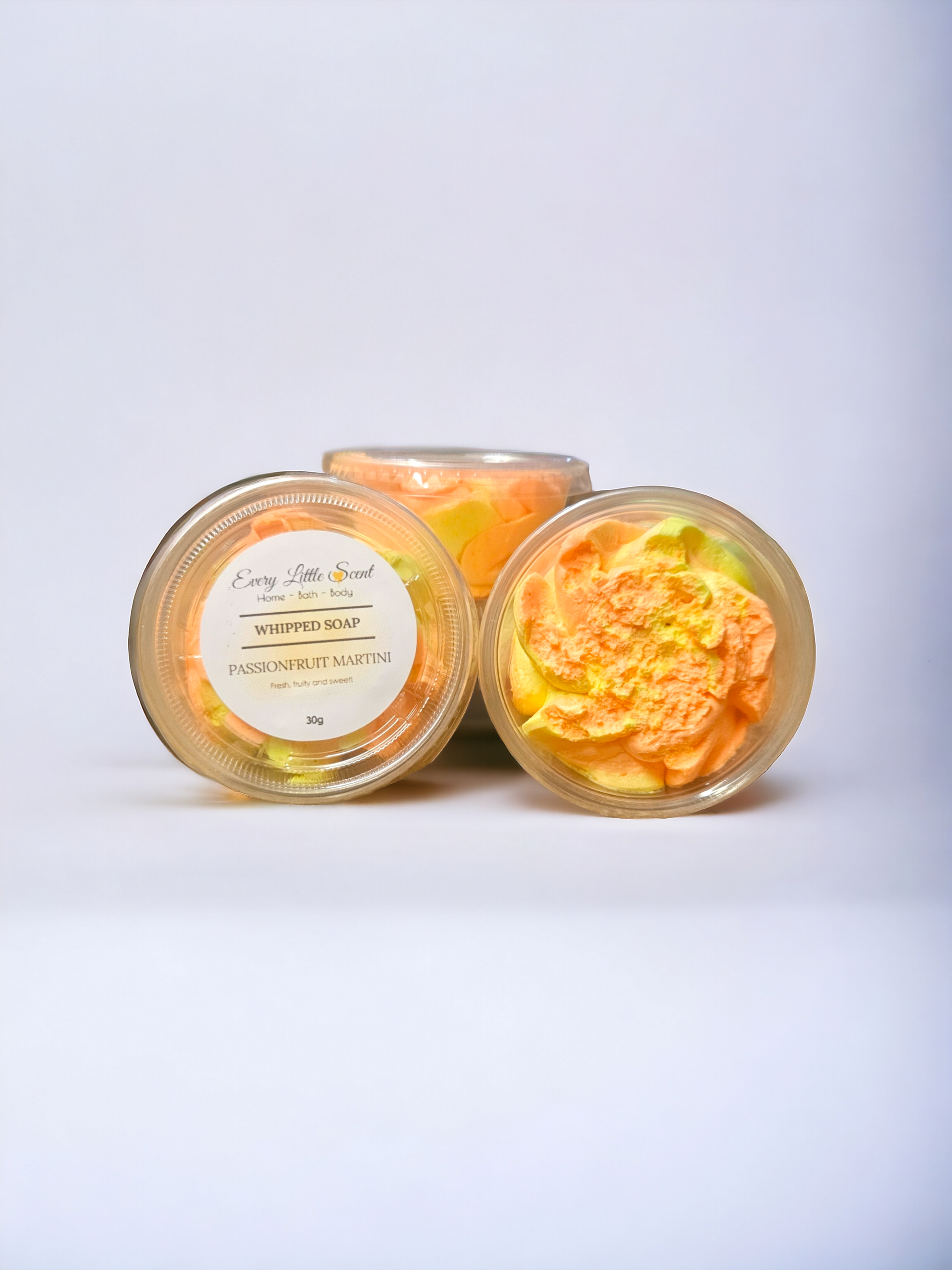 Why not try our 30g pots of passion fruit martini whipped soap this is a delightful fruity fresh scent